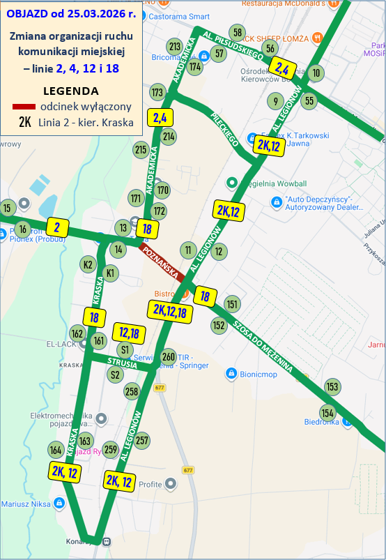 Mapa objazdu ul. Poznańskiej